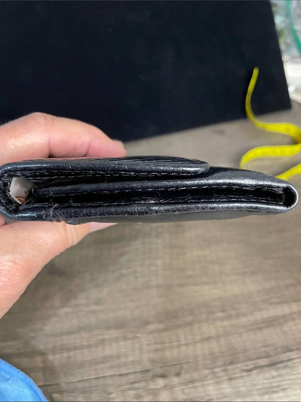 Hobo Classic Black Woven Leather Clutch wallet.